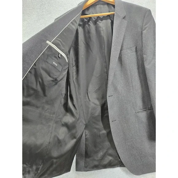 Hugo Boss Lanificio Tesse Bella Italy Dual Vent Gray‎ Blazer Super Jacket 44L